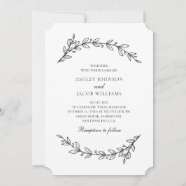 Convite Casamento em jardim elegante. Botânica em preto e