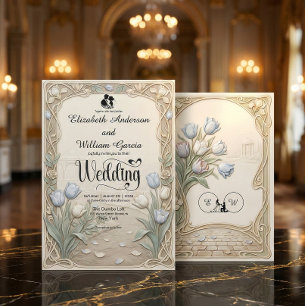 Convite Casamento em Jardim Estilo Art Nouveau