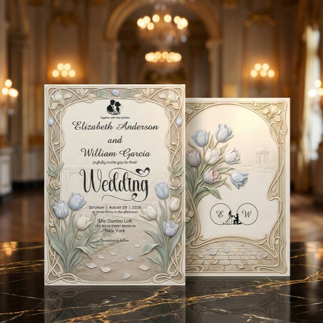 Convite Casamento em Jardim Estilo Art Nouveau (Criador carregado)