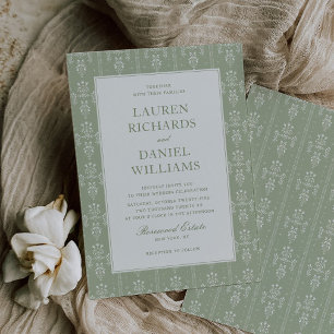 Convite Casamento em Jardim Vintage Verde Sage Estate