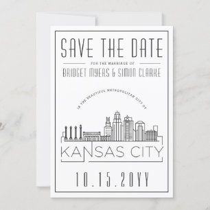 Convite Casamento em Kansas City Estilizado Salve a Data