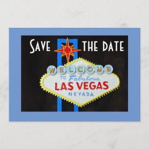 Convite Casamento em Las Vegas Salve a Data Azul