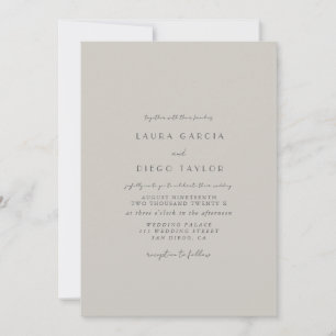 Convite Casamento em Letra Redonda Cinza Pastel