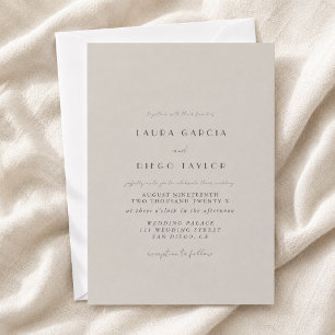 Convite Casamento em Letra Redonda Cinza Pastel