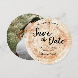 Convite Casamento em madeira rústica foto SALVE a data