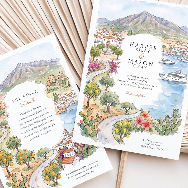 Convite Casamento em Marbella Espanha Costa del Sol Puerto (Criador carregado)