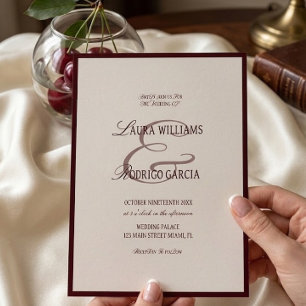 Convite Casamento em Marrom Bege Dinheiro Antigo