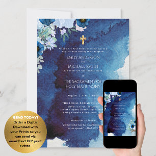 Convite Casamento em Massa Nupcial Rustic Blue