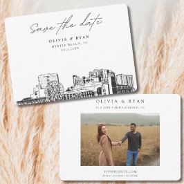 Convite Casamento em Myrtle Beach Skyline Salvar a Data 