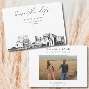 Convite Casamento em Myrtle Beach Skyline Salvar a Data 