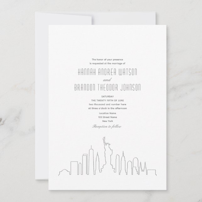 Convite Casamento em Nova York (Frente)