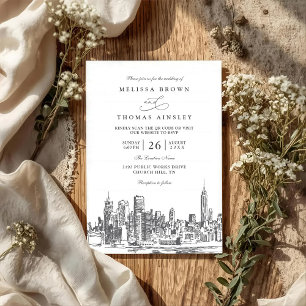 Convite Casamento em Nova York Elegante Moderno Código QR