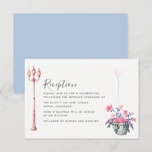 Convite Casamento em Paris aquarela flores silvestres Rece