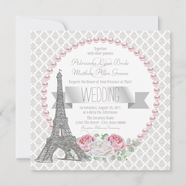 Convite Casamento em Paris no Estilo Francês Rural (Frente)