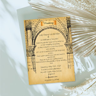 Convite Casamento em Pergaminho Falso de Castelo Medieval