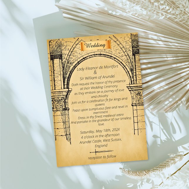 Convite Casamento em Pergaminho Falso de Castelo Medieval (Criador carregado)
