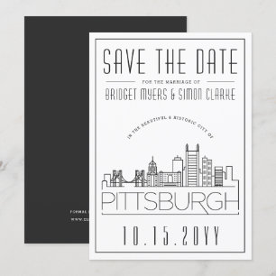 Convite Casamento em Pittsburgh   Silhueta Estilizada - Sa