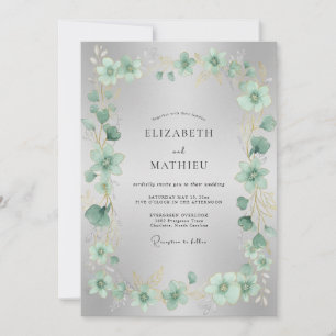 Convite Casamento em poeira de eucalipto com folhagem prat