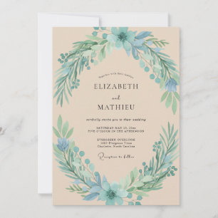 Convite Casamento em Poeira de Folhagem Azul Claro Eucalip