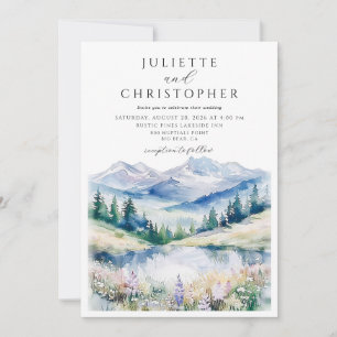 Convite Casamento em Prado de Montanha em Aquarela