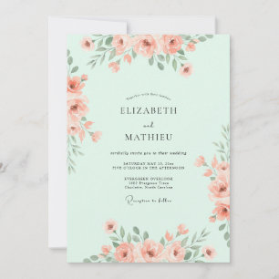 Convite Casamento em Prado Pastel Verde-Menta