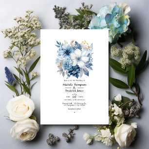 Convite Casamento em Prata, Azul Gelo, Branco Gelo e Cinza
