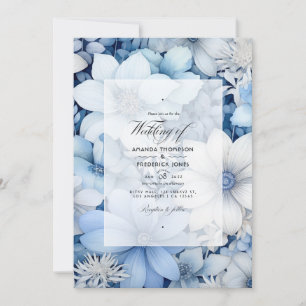 Convite Casamento em Prata, Azul Gelo, Branco Gelo e Cinza
