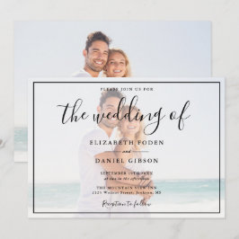 Convite Casamento em Preto e Branco com Letra Elegante
