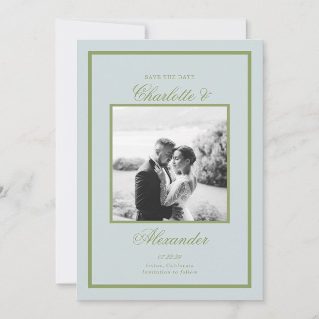 Convite Casamento em Propriedade Rural Verde Oliva Clássic (Frente)