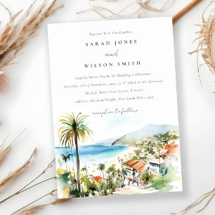 Convite Casamento em Puerto Vallarta México aquarela
