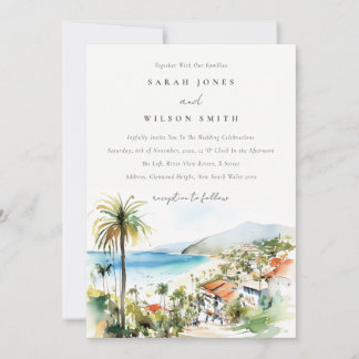 Convite Casamento em Puerto Vallarta México aquarela