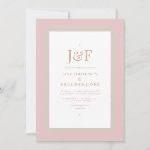 Convite Casamento em Rosa Empoeirado, Verde Menta e Blush