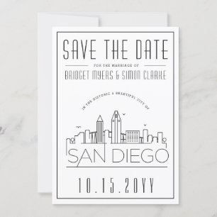 Convite Casamento em San Diego   Silhueta Estilizada do Ho