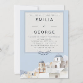Convite Casamento em Santorini | Azul e Branco