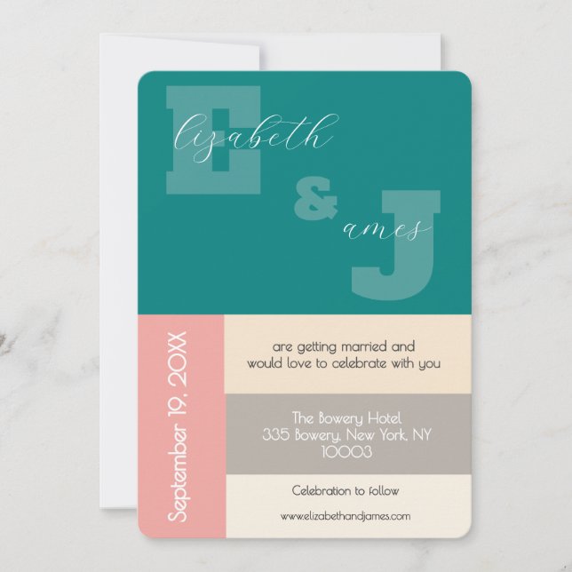 Convite Casamento em Script Moderno Azul Turquesa Transfor (Frente)