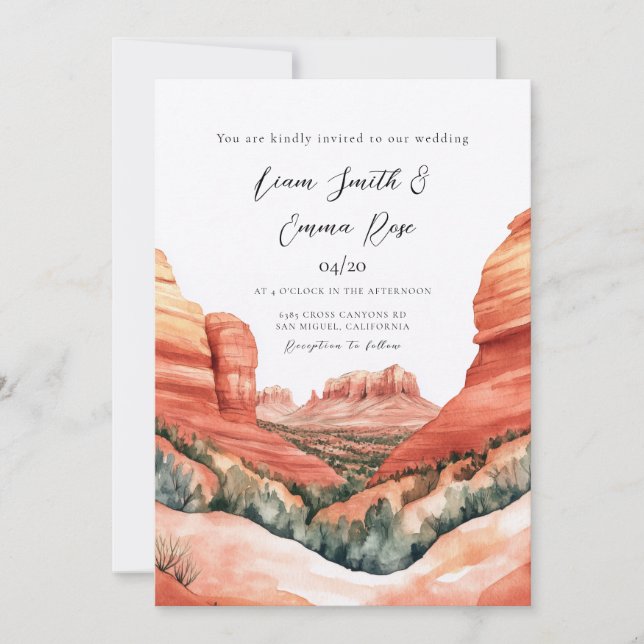 Convite Casamento em Sedona Arizona  (Frente)