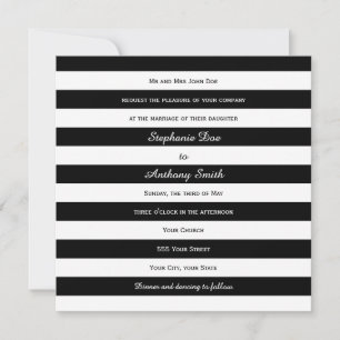 Convite Casamento em Striped Black and White