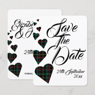 Convite Casamento em Tartan Verde Salvar a Data