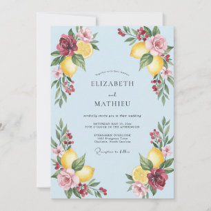 Convite Casamento em Tons de Borgonha, Amarelo, Limão e Eu