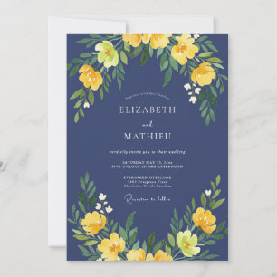 Convite Casamento em Tons de Girassol Amarelo e Eucalipto