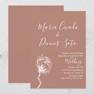 Convite Casamento em Tons Terrosos com Florais Desenhados