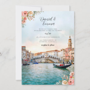 Convite Casamento em Veneza Itália Aquarela