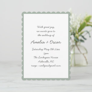 Convite Casamento em Verde Sage com Roteiro Manuscrito Cap