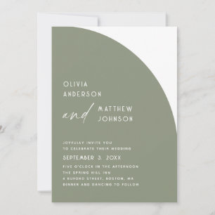 Convite Casamento em Verde Salvia Arco Minimalista Conte