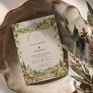 Convite Casamento em Vinhedo Toscano Flores da Primavera