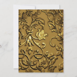 Convite Casamento Embossed Look Damask Dourado