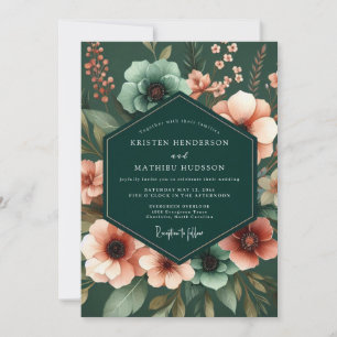Convite Casamento Emerald Anemone Noir