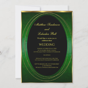 Convite Casamento Emerald Green gold Black Elegant Modern