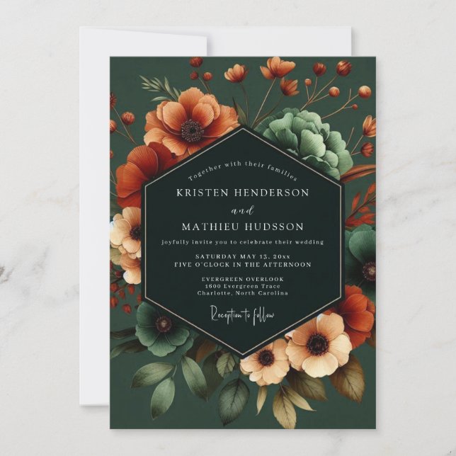Convite Casamento Emerald Poppy Noir (Frente)