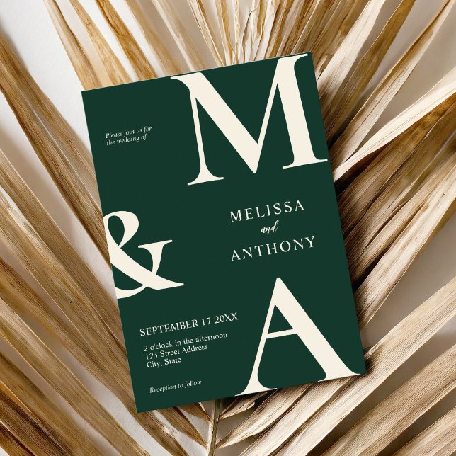 Convite Casamento Emerald Verde Minimalista Moderno (Criador carregado)